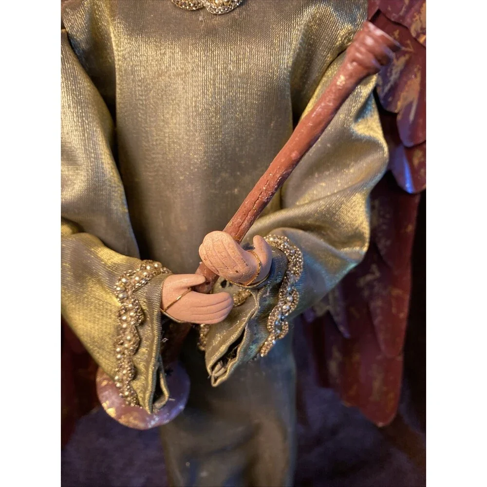 Foreside 24” Tall Skinny Metal and fabric Christmas Angel With Horn